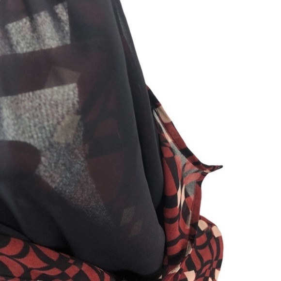 Zara  Geometric Sheer Mini Dress Red - Picture 7 of 7